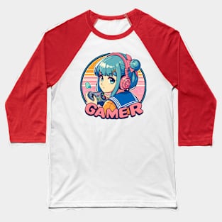 Cute Anime gamer girl Baseball T-Shirt